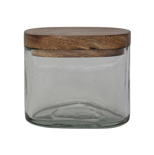 8oz Hand-Blown Jar w/ Mango Wood Lid