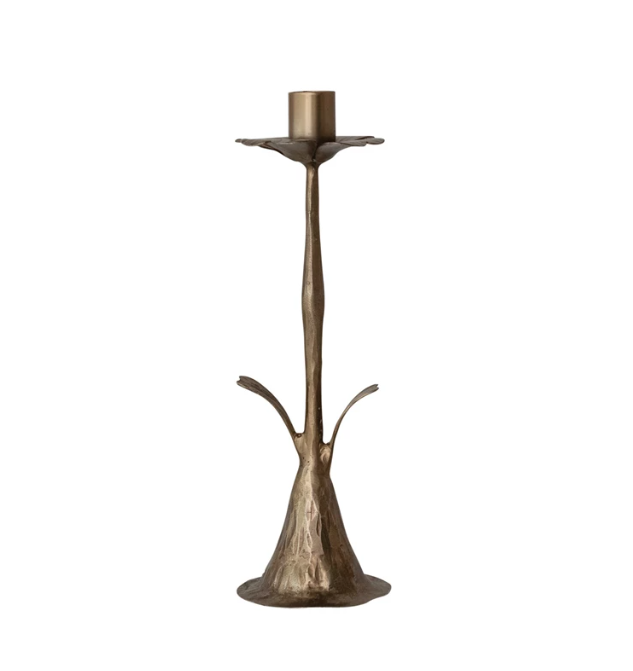 13.5" Antique Brass Hand-Forged Stem Taper Holder