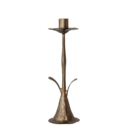 13.5" Antique Brass Hand-Forged Stem Taper Holder