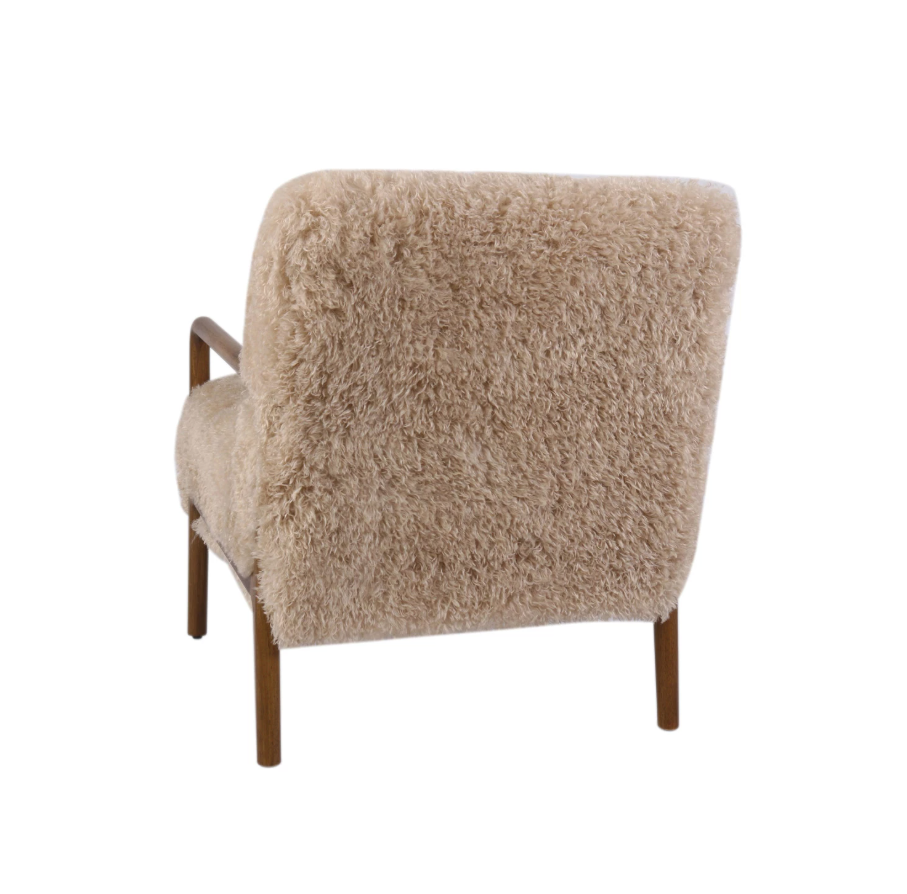 Faux Fur + Rubberwood Chair