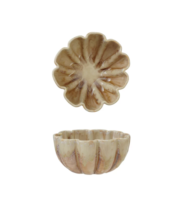 Brown Crackle Glaze Fluted Bowl