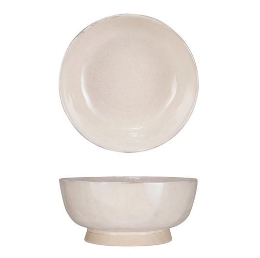 Cream Stoneware Footed Bowl