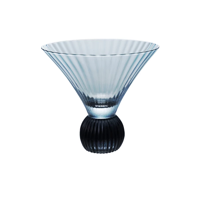 Blue Pleated Martini Glass