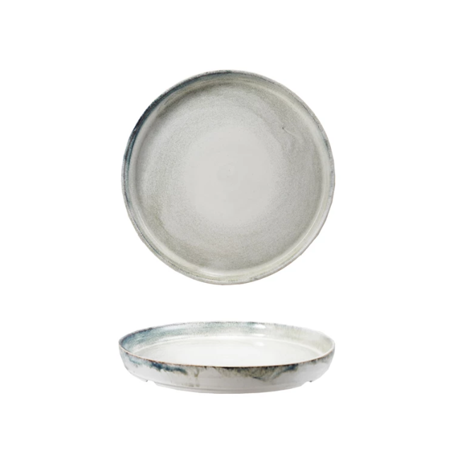 15" RND Blue/White Stoneware Platter