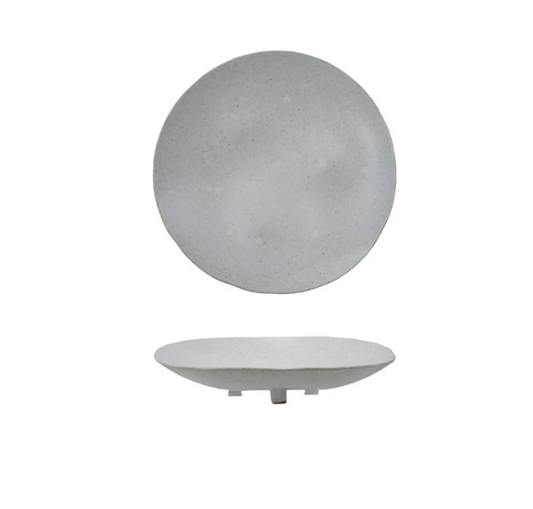 Speckled Matte Cream Footed Platter