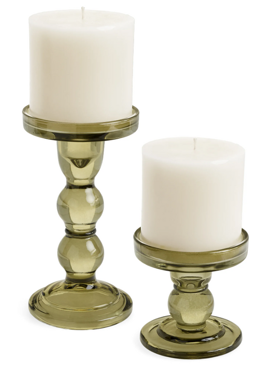 Hunter Green Glass Candle Holder - SM