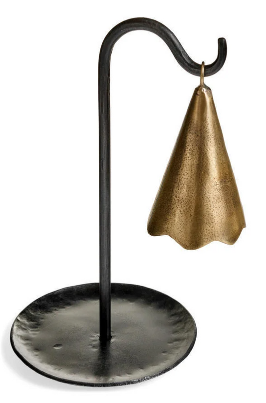 Antique Brass Bell w/ Hammered Iron Stand
