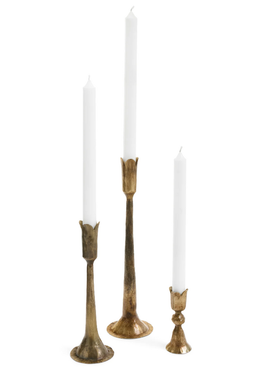 Antique Hammered Brass/Iron Tulip Candle Holder