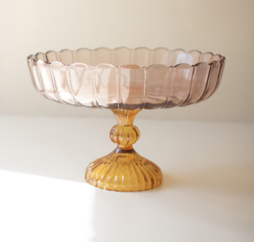 Ribbed Glass Compote Dish