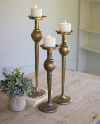 20" Antique Brass Finish Candle Stand