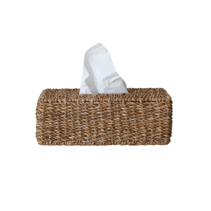 Hand-Woven Seagrass Tissue Box Cover