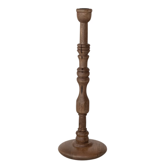 20.75" Turned Mango Wood Taper Holder