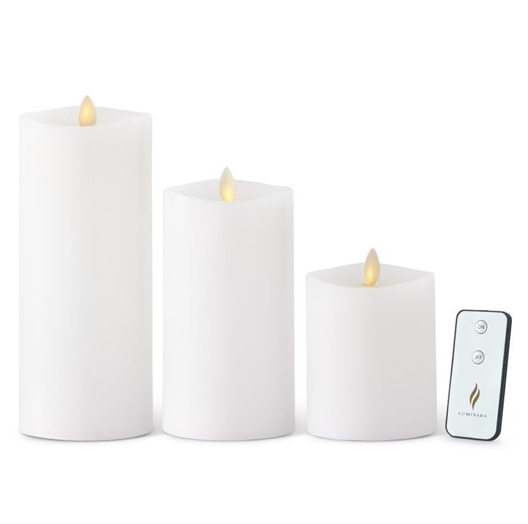 White Wax Luminara Tall Pillar - S
