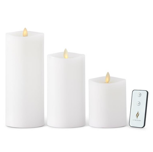 White Wax Luminara Tall Pillar - S