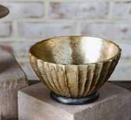 6" Gold Striped Hammered Deep Bowl