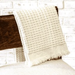 Waffle Fringe Throw - WHITE