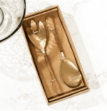 Gold / Wood Salad Serving Set