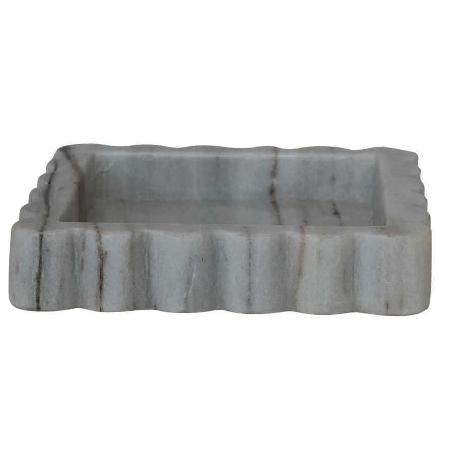 Grey Melange Marble Scalloped Tray