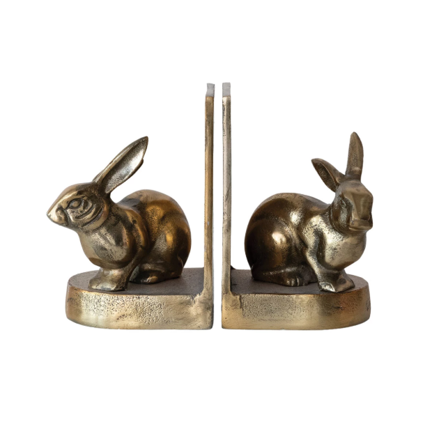 Antique Gold Cast AL. Rabbit Bookend SET