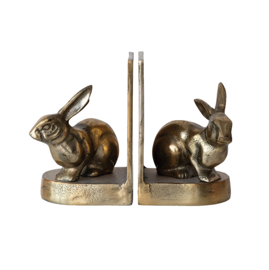 Antique Gold Cast AL. Rabbit Bookend SET