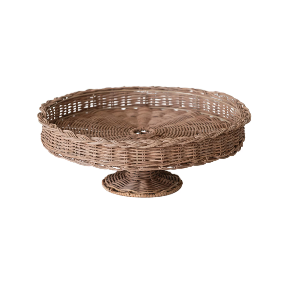 Hand-Woven Rattan Pedestal