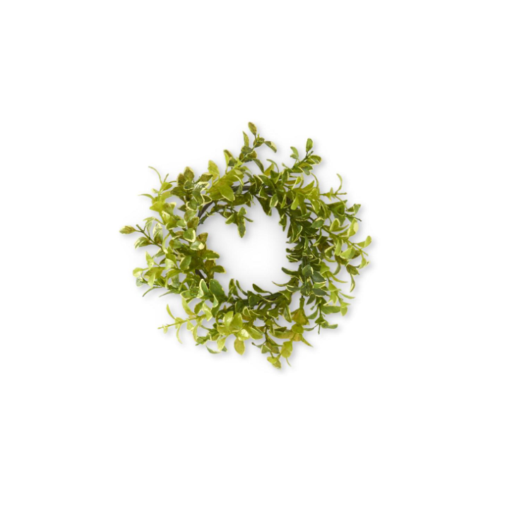 Green/Cream Mini Leaf Candle Wreath