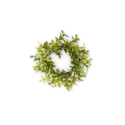 Green/Cream Mini Leaf Candle Wreath