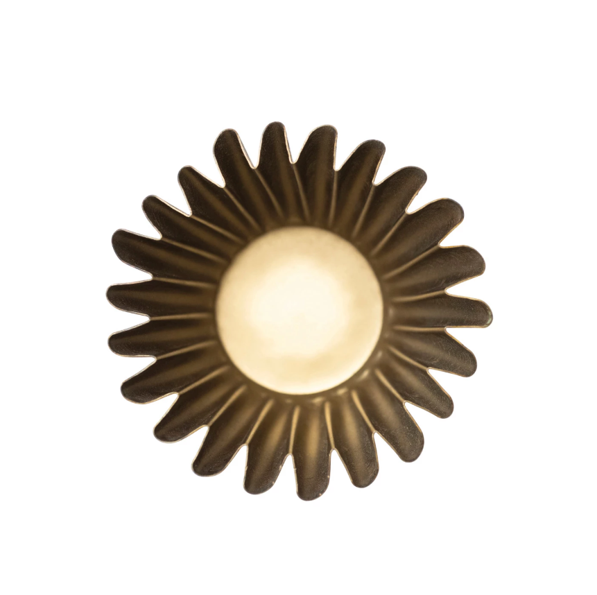 SM Antique Brass Metal Fluted Planter