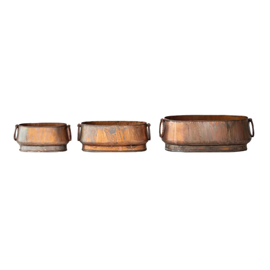SM - Antique Copper Planter w/ Handles