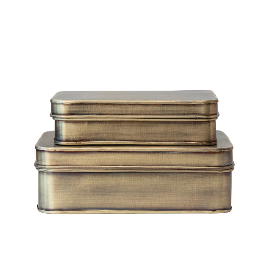 Antique Brass Metal Box - L