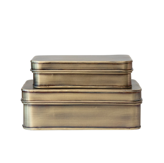 Antique Brass Metal Box - L