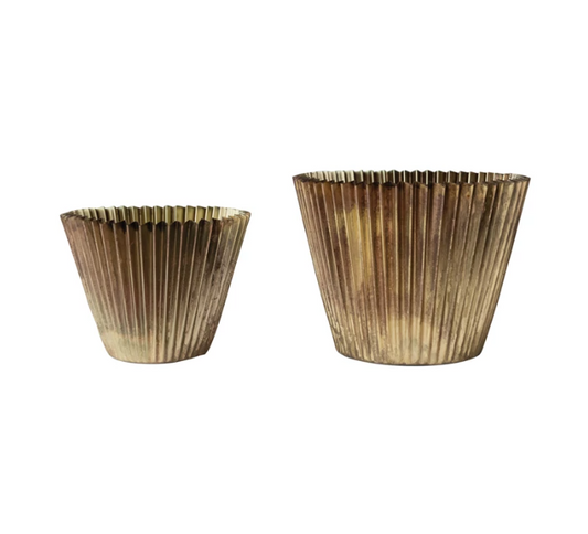 Decorative Metal Fluted Planter - S