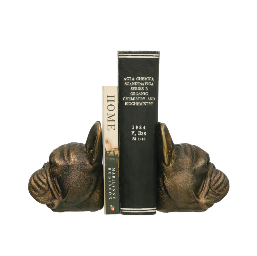 Antique Bronze French Bulldog Bookend SET