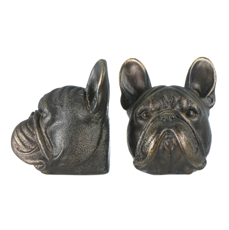 Antique Bronze French Bulldog Bookend SET