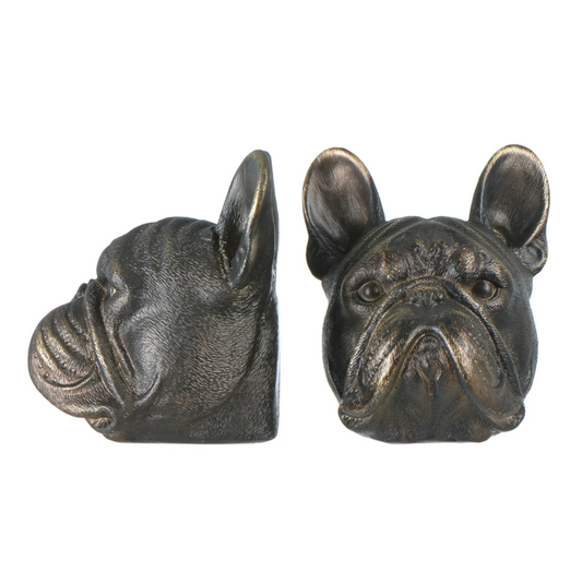 Antique Bronze French Bulldog Bookend SET