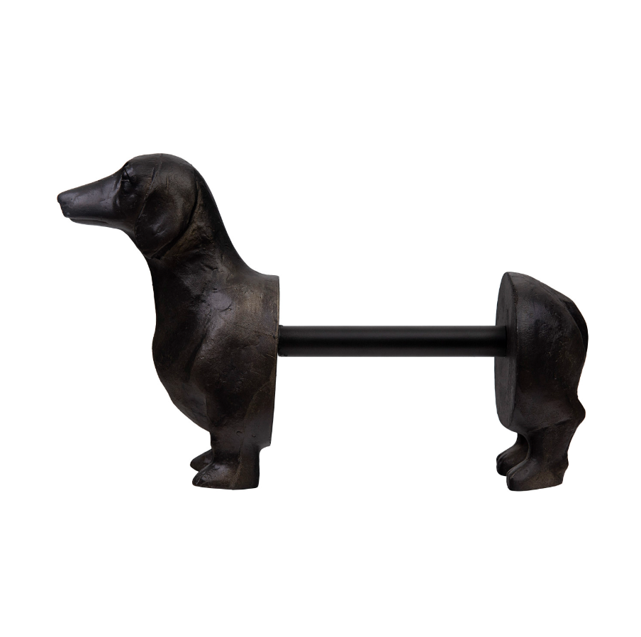 Resin Dog Paper Towel Holder, Cast Iron Finish