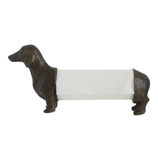 Resin Dog Paper Towel Holder, Cast Iron Finish