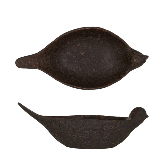 Brown Stoneware Bird Bowl