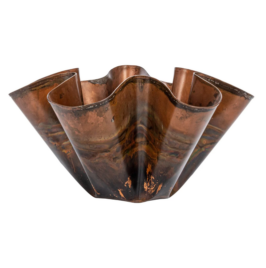 Oxidized Copper Ruffled Bowl