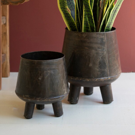 Hand-Hammered Iron Planter - SM