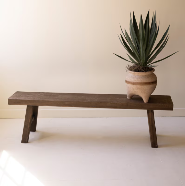 Dark Brown Wood Bench