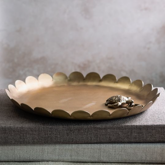 Antique Brass Scalloped Tray