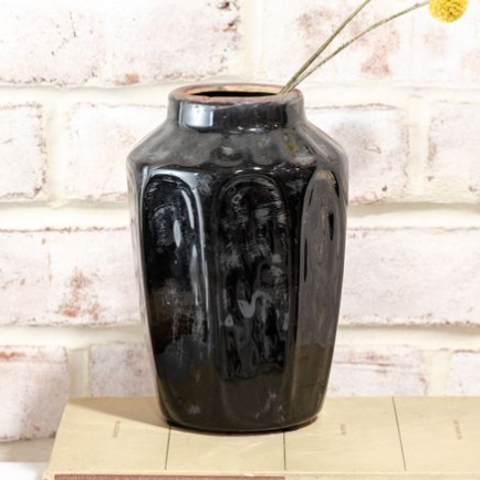 7" Black Ceramic Vase