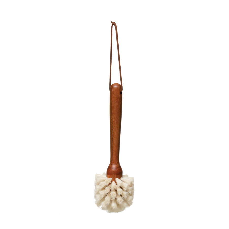 Beech Wood Dish Brush w/ Leather Tie
