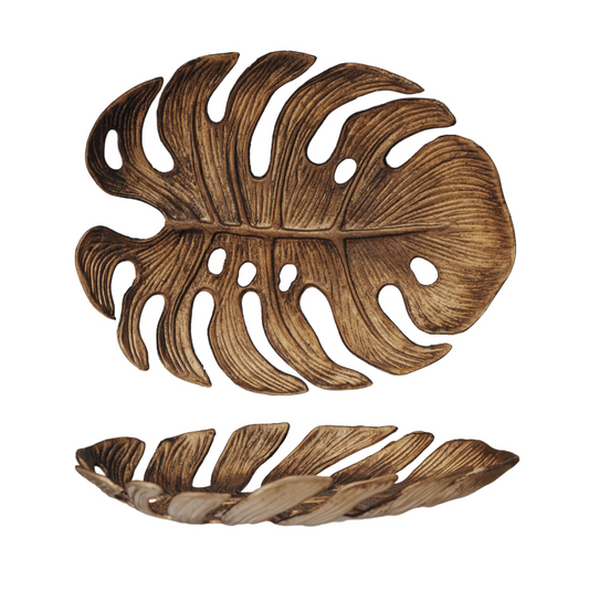 Antique Gold Monstera Leaf