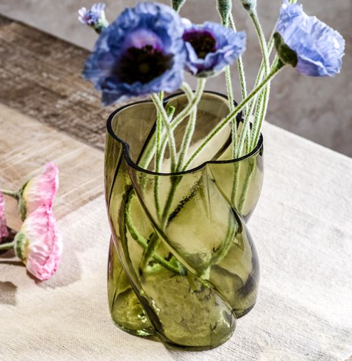 8" Green Twisted Vase