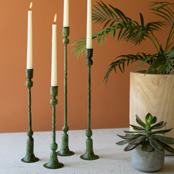 Forged-Iron Patina Taper Candle Holder