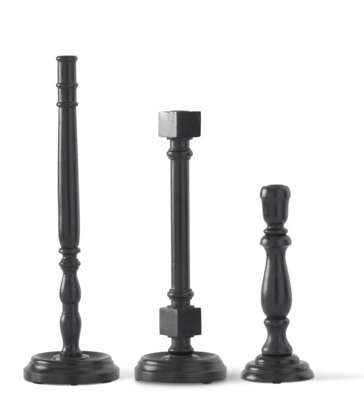 19.5" Black Wood Candle Holder