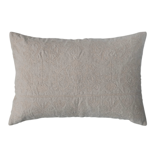 Embroidered Paisley Lumbar Pillow