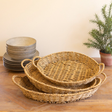 Woven Vine Oval Tray w/ Handles
